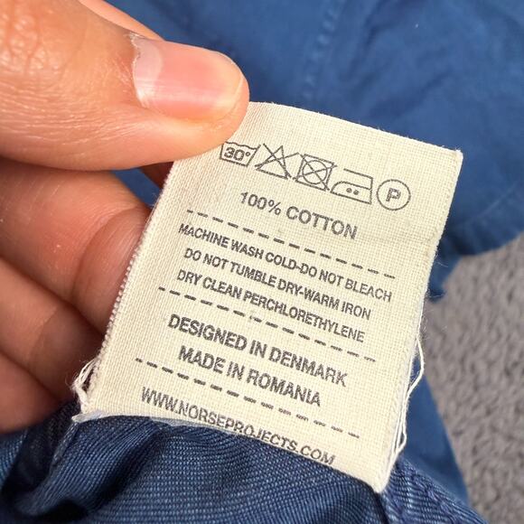 Norse Projects Shirt Mens S Blue Anton Denim Short Sleeve Casual Pocket - Picture 6 of 10